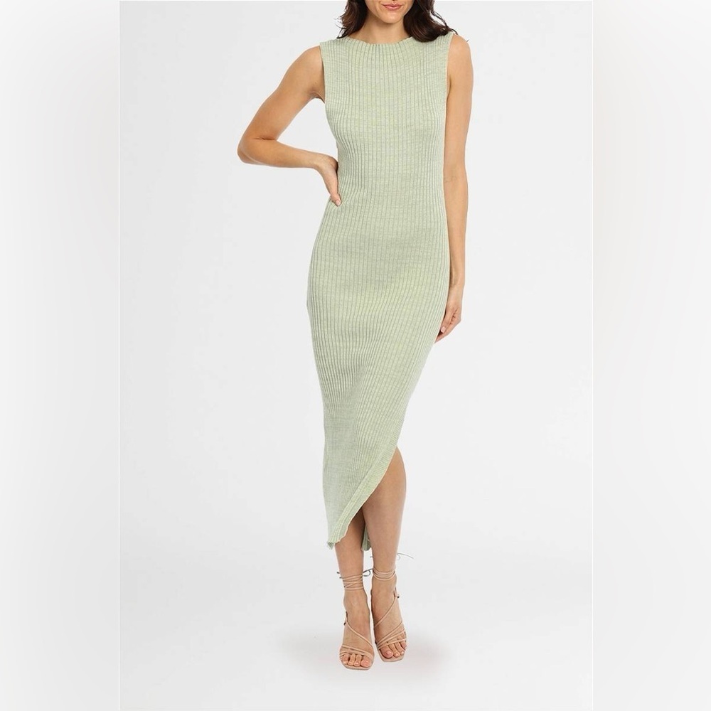 NWT Anna Quan Drew Dress 8 Sage Ribbed Knit Bodycon Maxi Vacation Resortwear - Picture 3 of 13